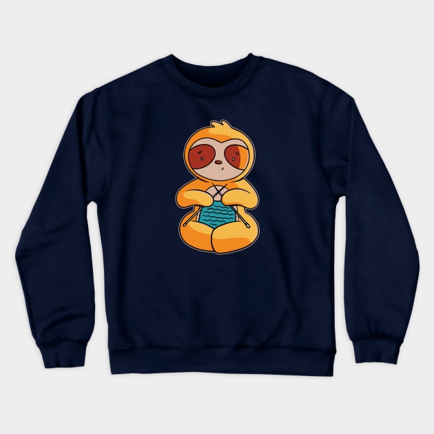 Cute Cartoon Knitting Sloth Crewneck Sweatshirt by SLAG_Creative